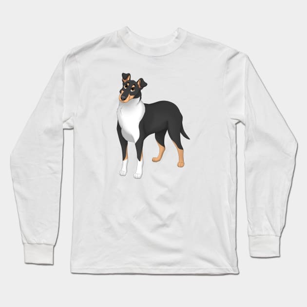 White, Black & Tan Smooth Collie Dog Long Sleeve T-Shirt by millersye